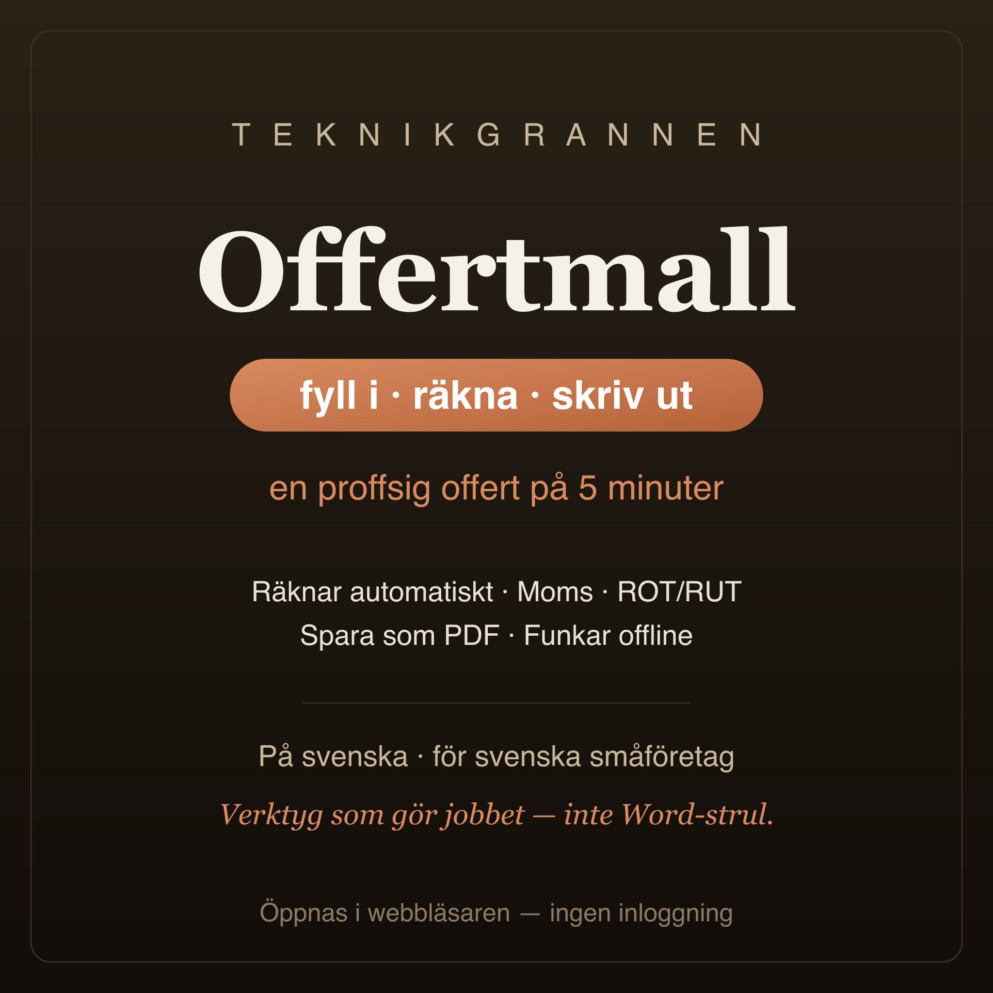 Offertmall i lådan — skriv en proffsig offert på 5 minuter (utan Word-strul)