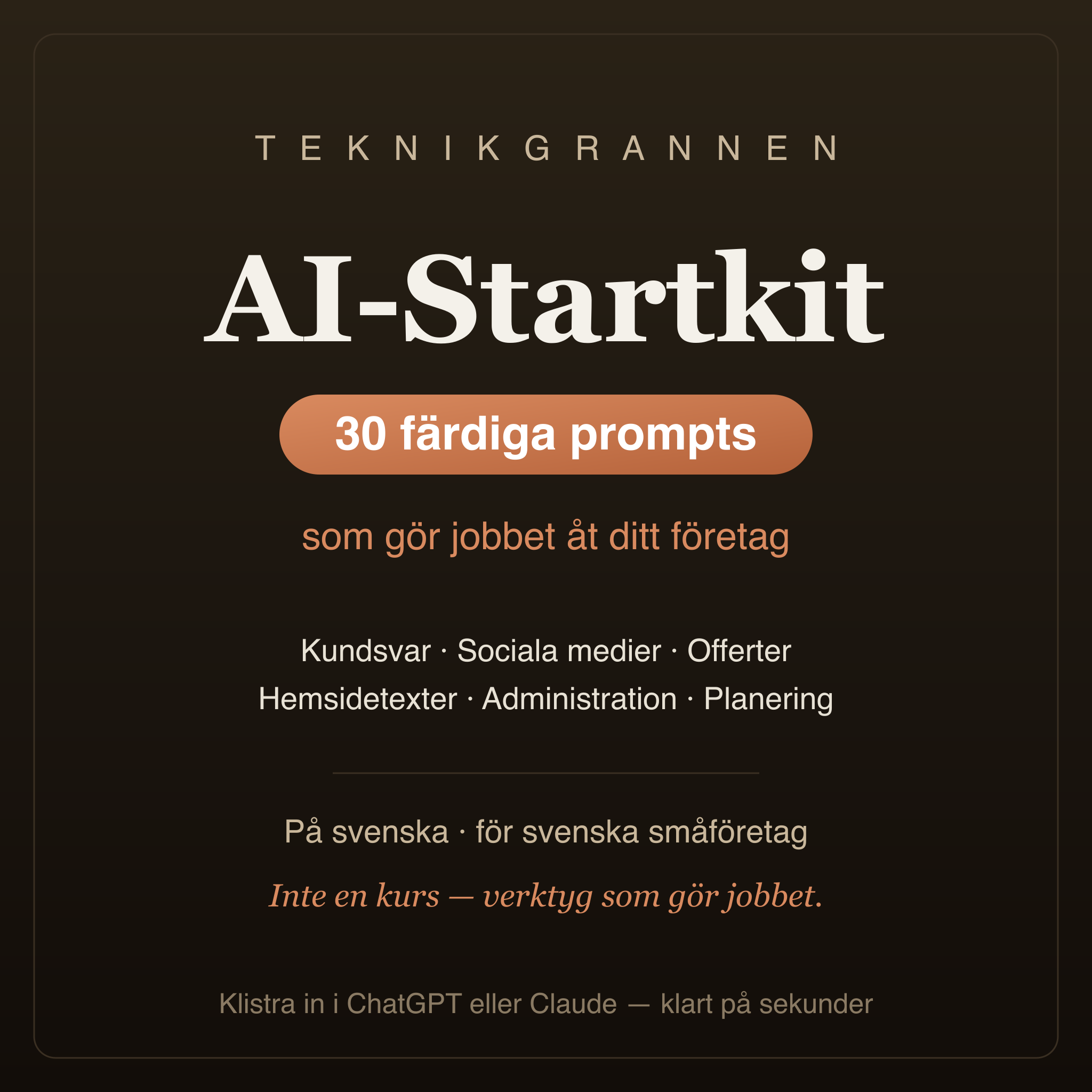 AI-Startkit — 30 färdiga prompts för svenska småföretag