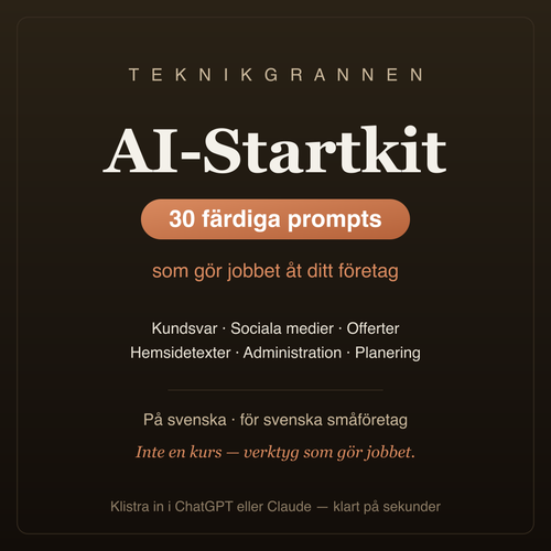 AI-Startkit — 30 färdiga prompts för svenska småföretag